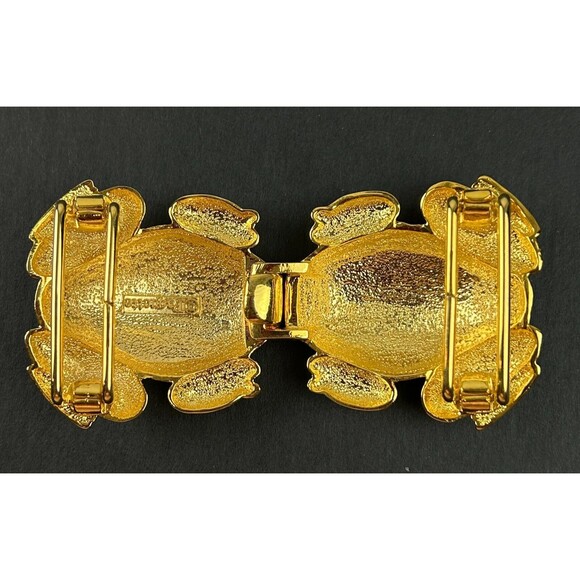 Vintage Paquette Frog Interlocking Belt Buckle Gold Tone Signed main image 8
